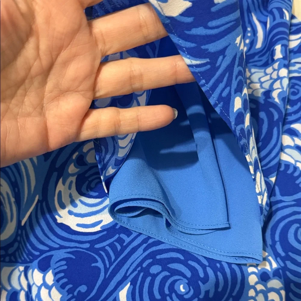 Lilly Pulitzer Blue & White Offishal Print Reversible Blouse NEW XL - Picture 9 of 14
